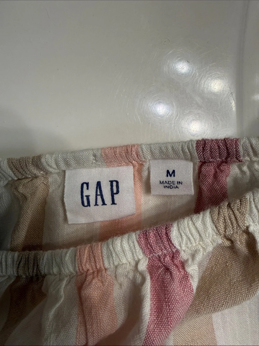 GAP Striped Pastel Peasant Blouse - Pink, Blue, Tan, Cream, White - Picture 3 of 5